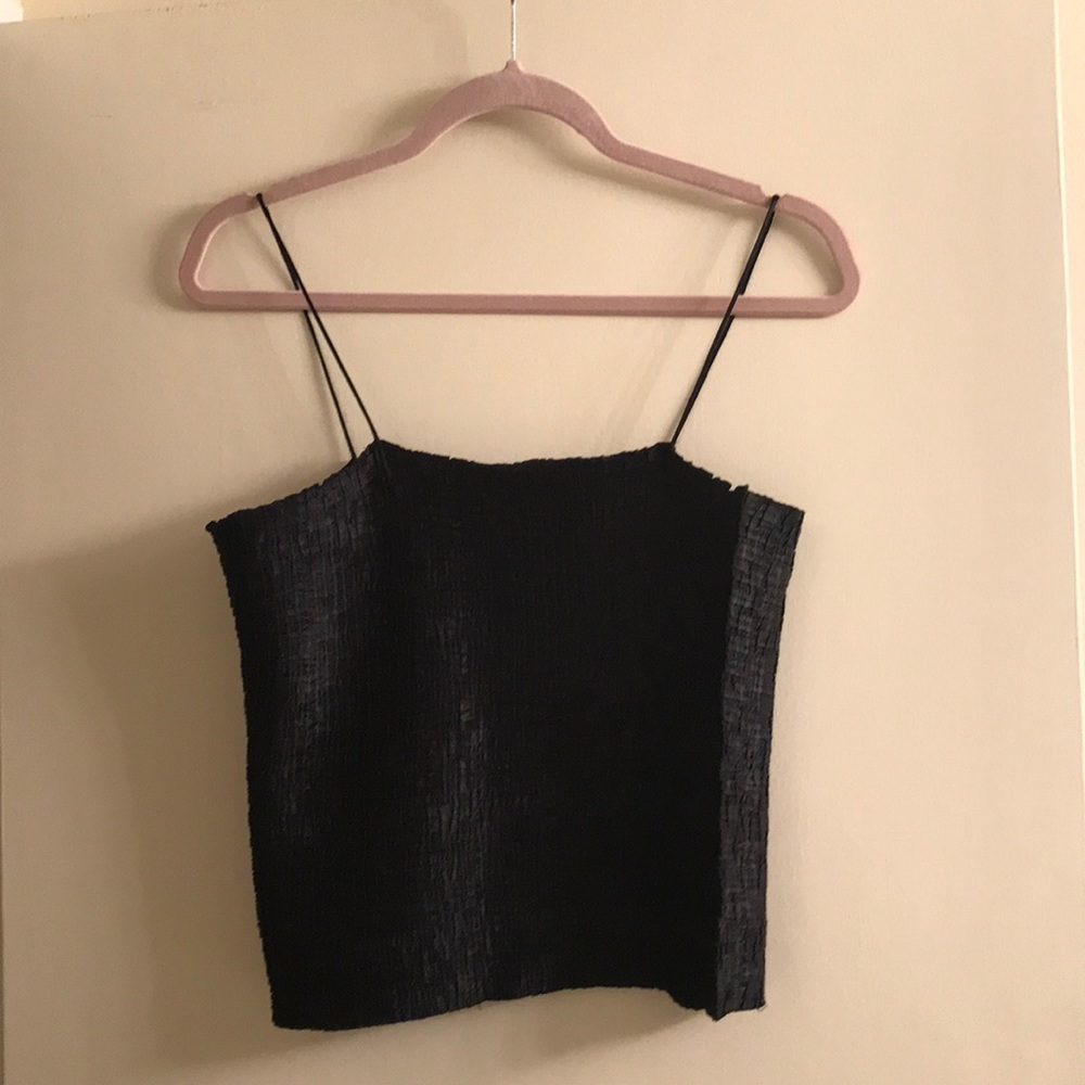 Black textured silky camisole